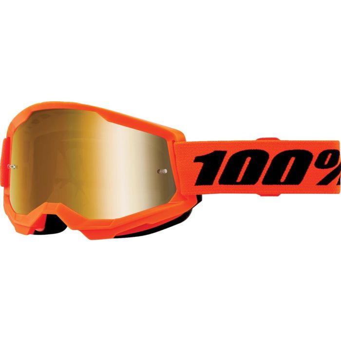 100% Masque de cross Strata 2 Jeune Neon Orange Mirroir Or | Gear2win.fr