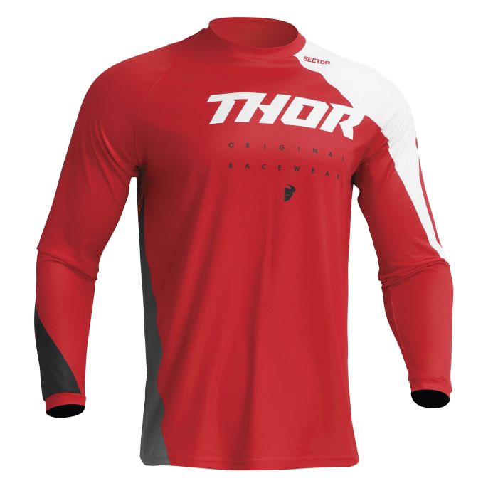 Maillot Enfant THOR Sector Edge Rouge / Blanc | Gear2win.fr