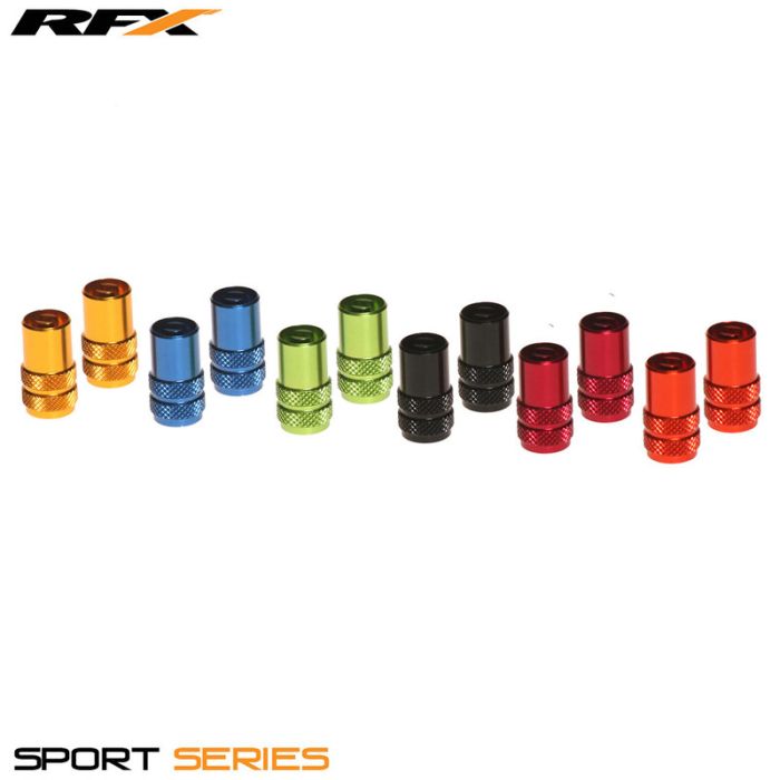 Bouchons de valves RFX Sport avec extracteur d'obus (Noir) 2pcs | Gear2win.fr