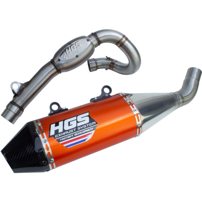 HGS - KTM/HSQ SX-F/FC 450 19- échappement entier alu orange embout de carbone