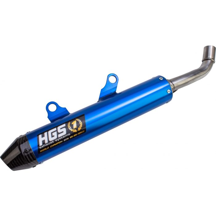 HGS - KTM/HSQ SX/TC 250 19- Silencieux alu bleu embout de carbone
