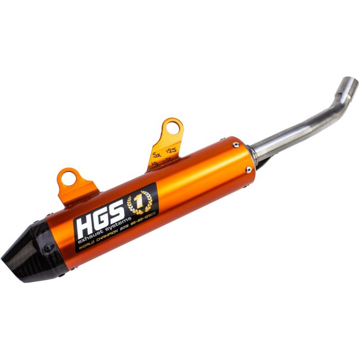HGS - KTM/HSQ SX/TC 125 19- Silencieux alu orange embout de carbone