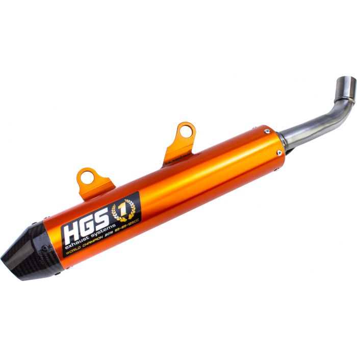 HGS - KTM/HSQ EXC/TE 250 300 20- Silencieux alu Enduro orange embout de carbone