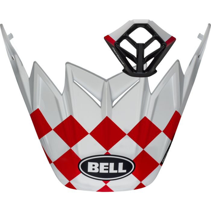 Visière et ventilation mentonnière casque BELL Moto-9 - Fasthouse Checkers mat Blanc/Rouge | Gear2win.fr