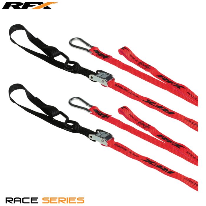Sangles RFX Race Series 1.0 (Rouge/Noir) avec boucle et mousqueton | Gear2win.fr