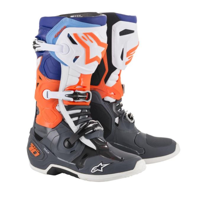 Alpinestars 2019 Boots Tech 10 Cool Gray Orange Fluo Blue White