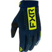 FXR Reflex MX Gants de cross Bleu foncé/Jaune fluo
